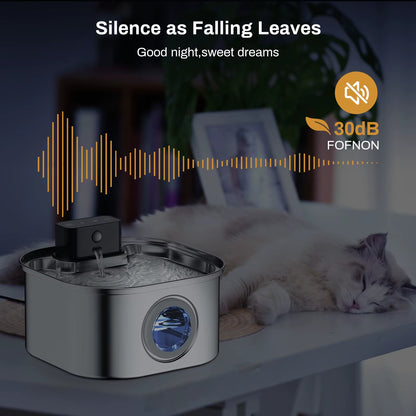 💧 3.2L Stainless Steel Wireless Pet Water Fountain – Battery-Powered with Motion Sensor & Silent Filtration