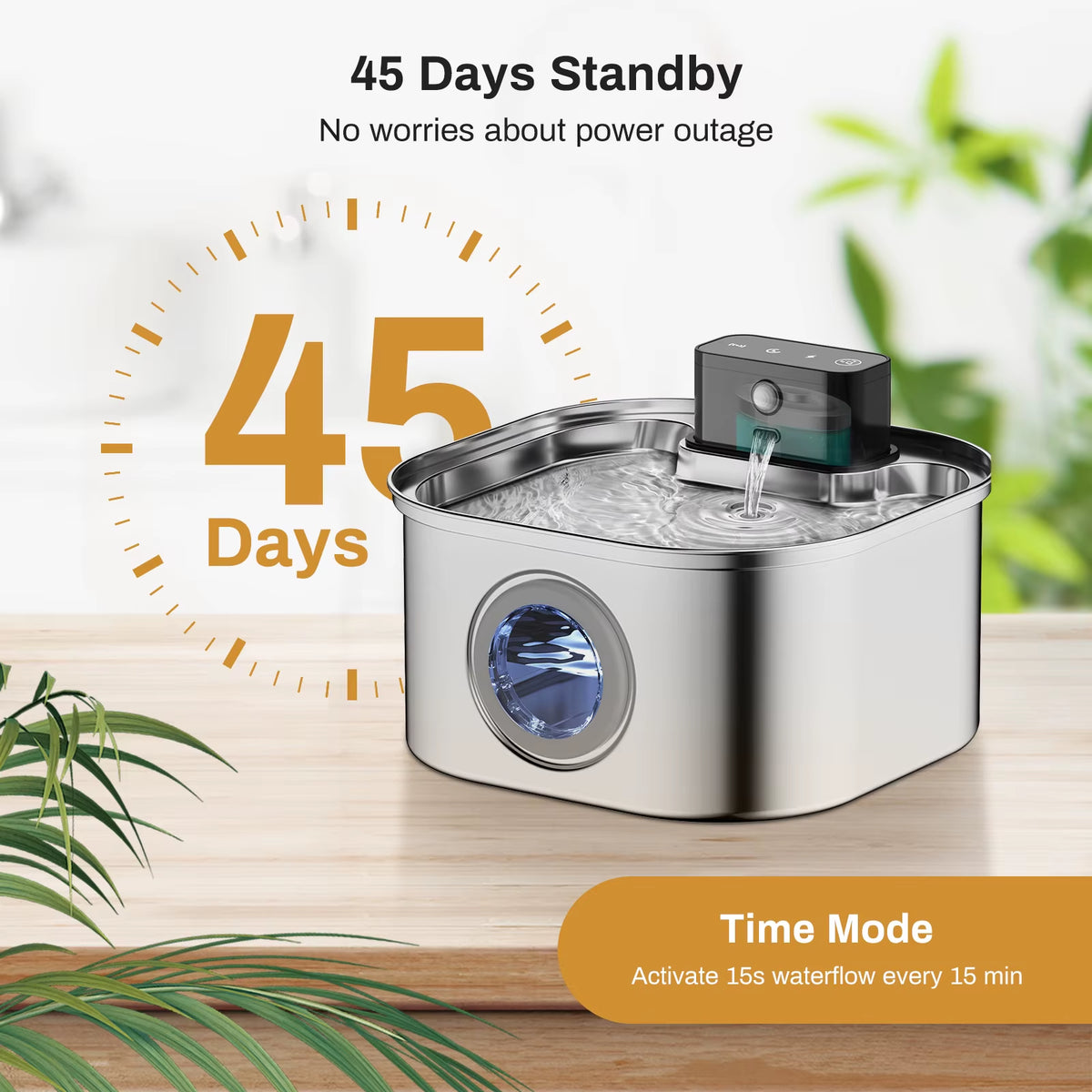 💧 3.2L Stainless Steel Wireless Pet Water Fountain – Battery-Powered with Motion Sensor & Silent Filtration