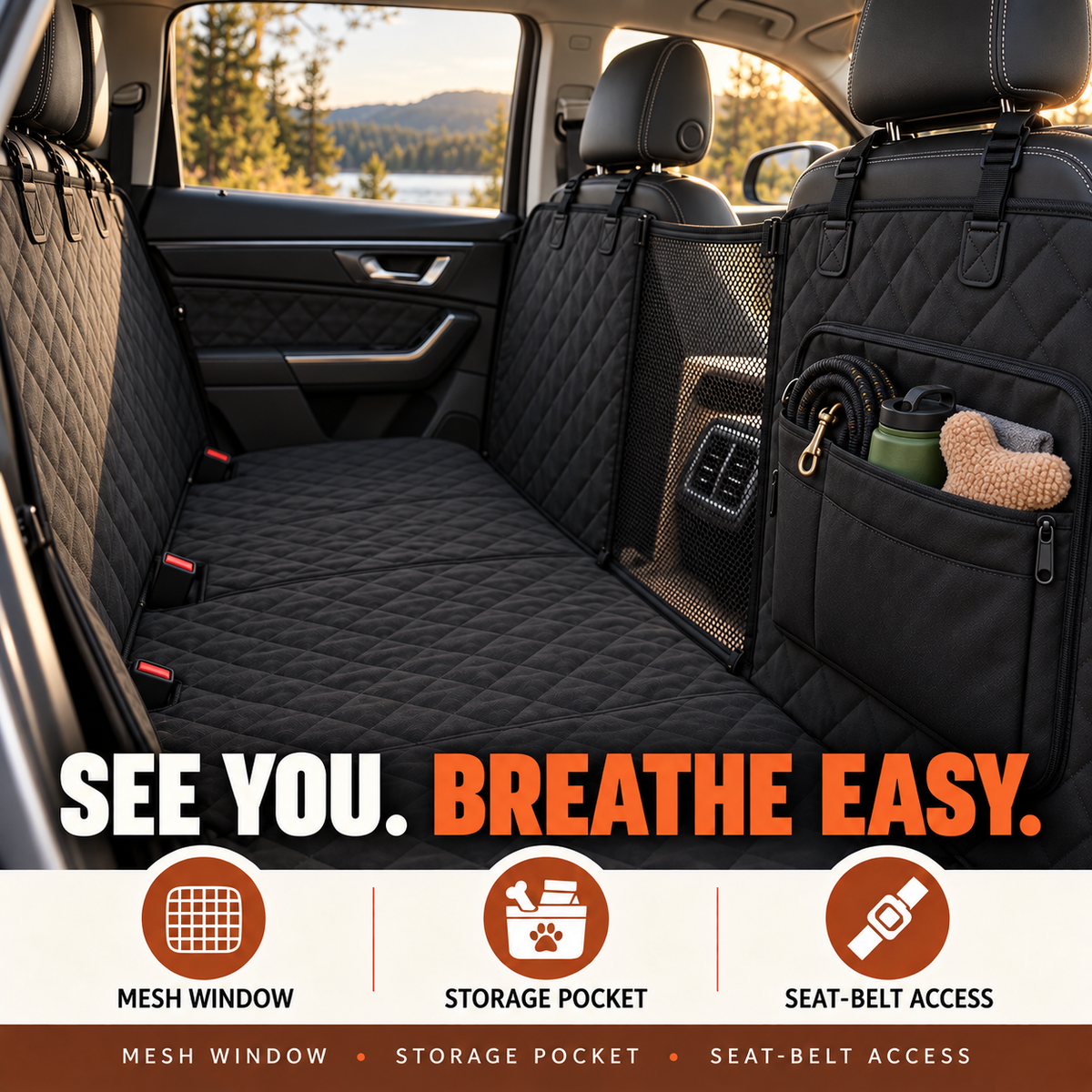 Waterproof Dog Car Seat Cover For Back Seat .