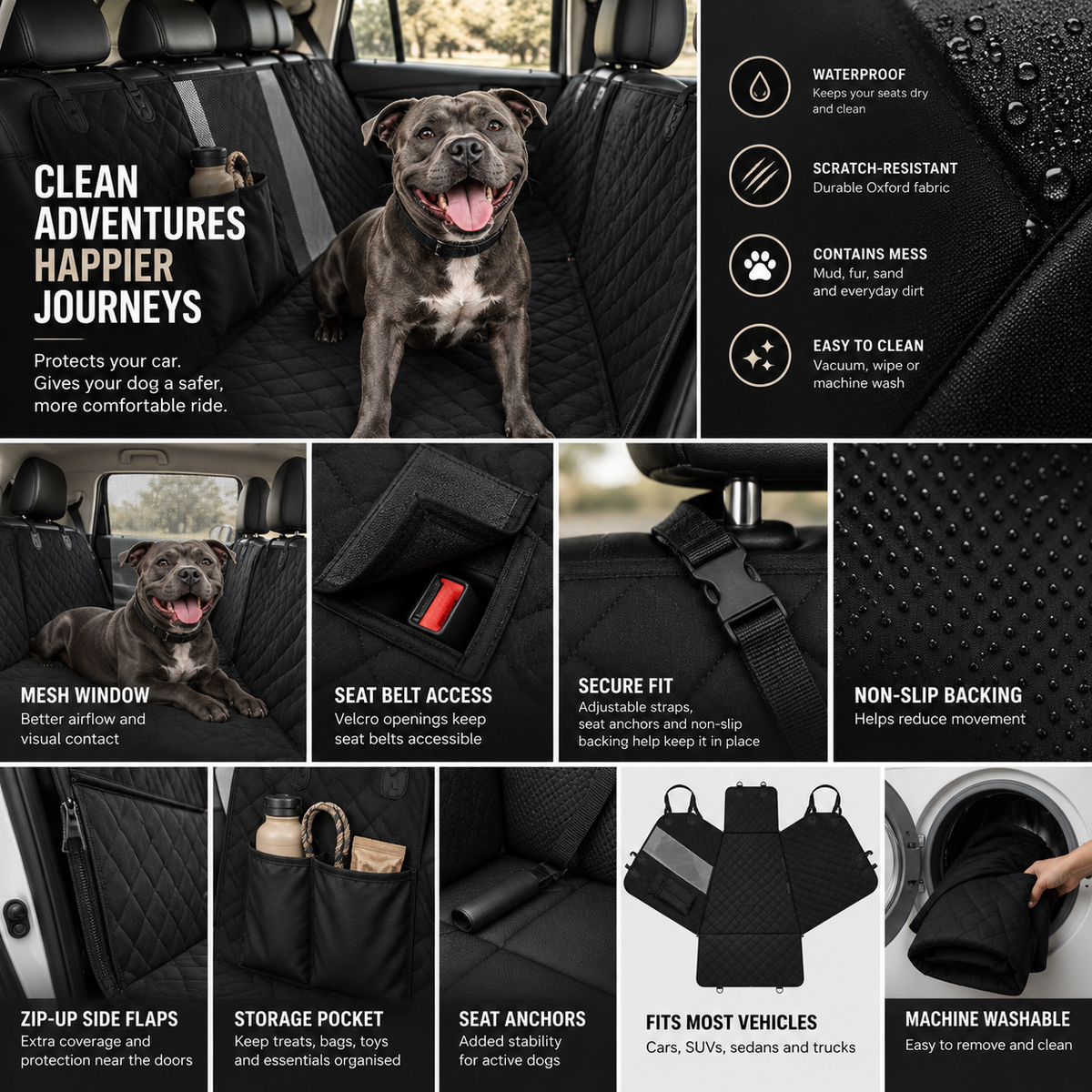 Waterproof Dog Car Seat Cover For Back Seat .