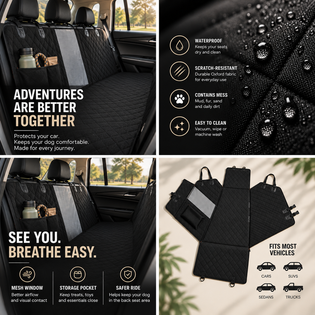 Waterproof Dog Car Seat Cover For Back Seat .