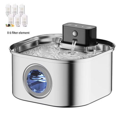 💧 3.2L Stainless Steel Wireless Pet Water Fountain – Battery-Powered with Motion Sensor & Silent Filtration