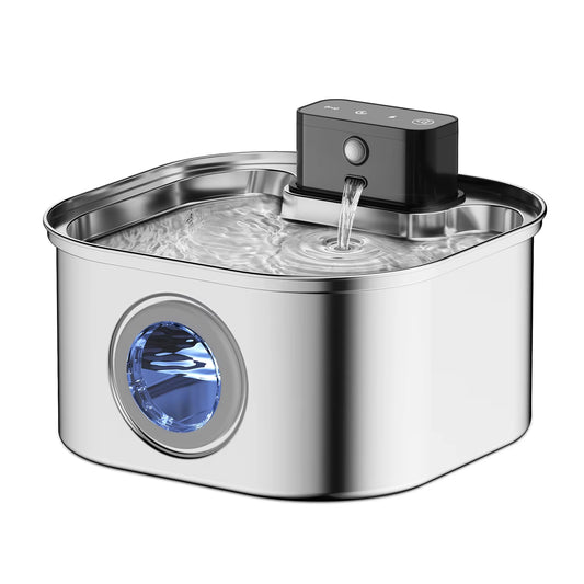 💧 3.2L Stainless Steel Wireless Pet Water Fountain – Battery-Powered with Motion Sensor & Silent Filtration
